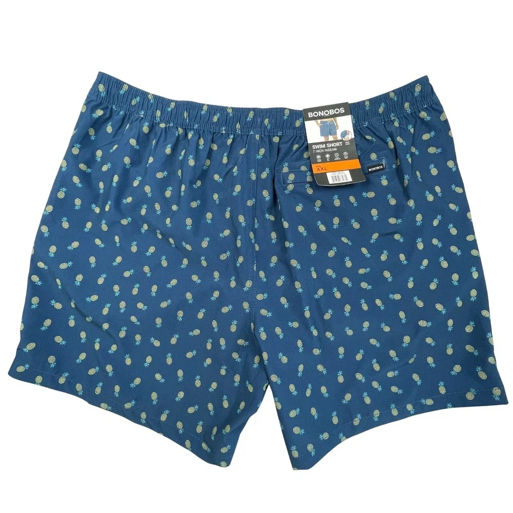 NWT Bonobos Mens XXL Blue Pineapple Stretch Swim Trunks Shorts Resort Beach 7